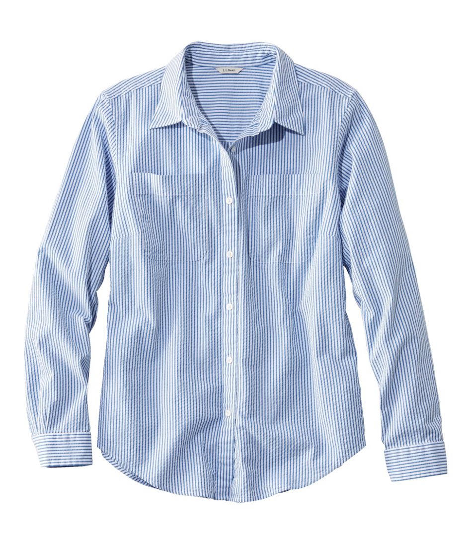 L.L.Bean Sale | Women's Vacationland Seersucker Shirt, Long-Sleeve