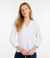 L.L.Bean Discount | Women's Bean's Seacoast Seersucker Splitneck Shirt