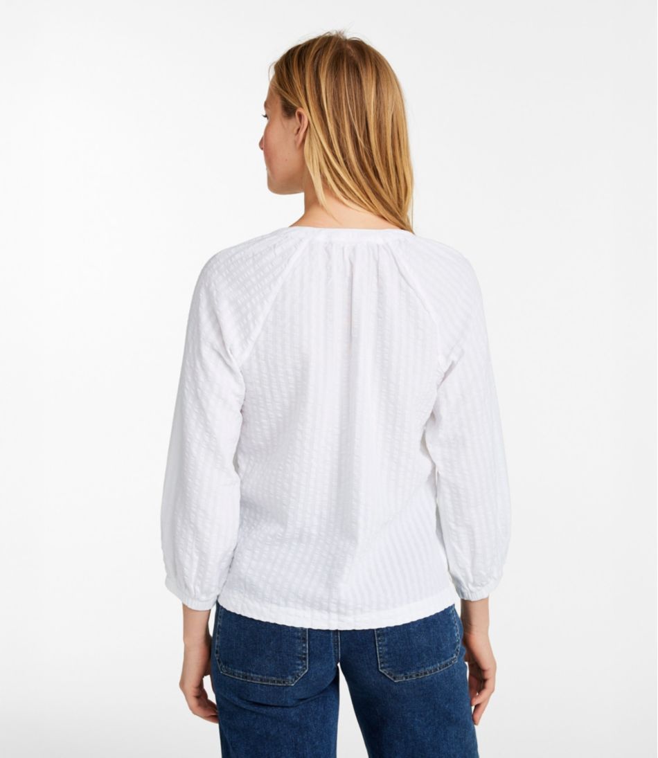 L.L.Bean Discount | Women's Bean's Seacoast Seersucker Splitneck Shirt