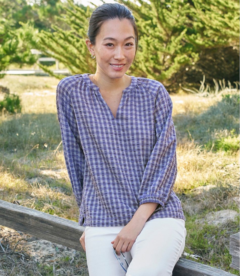 L.L.Bean Discount | Women's Bean's Seacoast Seersucker Splitneck Shirt