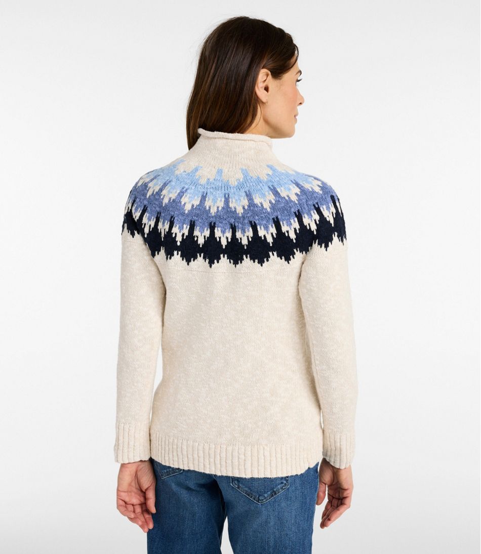 L.L.Bean New | Women's Cotton Ragg Sweater, Funnelneck Pullover Fair Isle