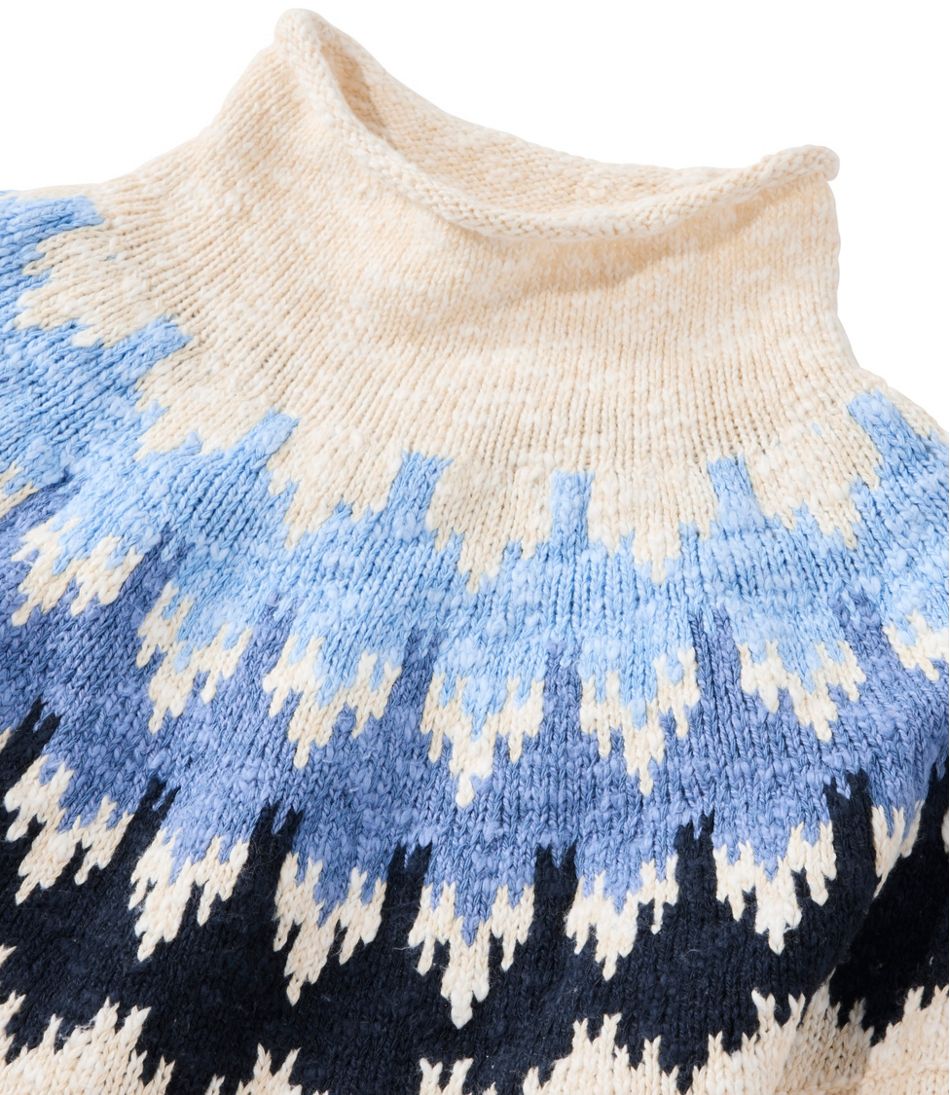 L.L.Bean New | Women's Cotton Ragg Sweater, Funnelneck Pullover Fair Isle