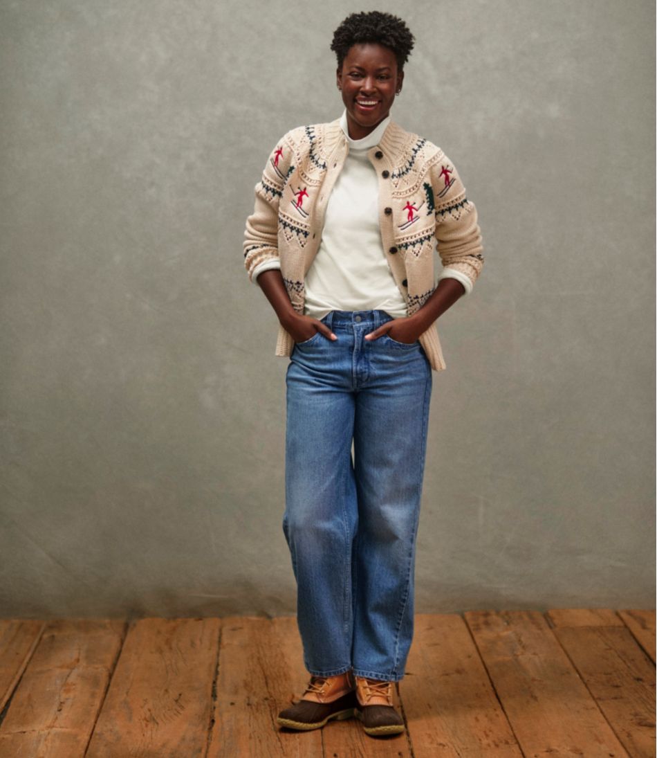 L.L.Bean For Sale | Women's Signature Cotton Fisherman Sweater, Short Cardigan Fair Isle