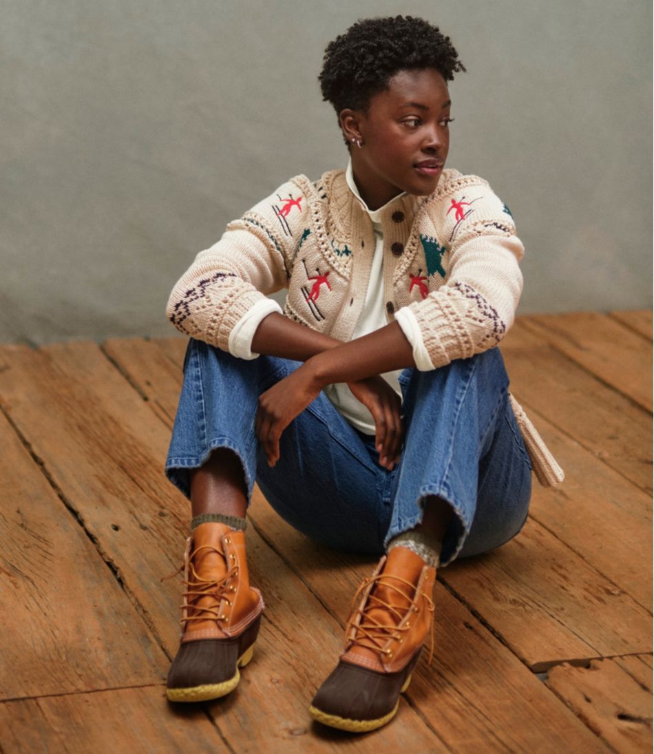 L.L.Bean For Sale | Women's Signature Cotton Fisherman Sweater, Short Cardigan Fair Isle