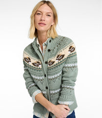 L.L.Bean For Sale | Women's Signature Cotton Fisherman Sweater, Short Cardigan Fair Isle