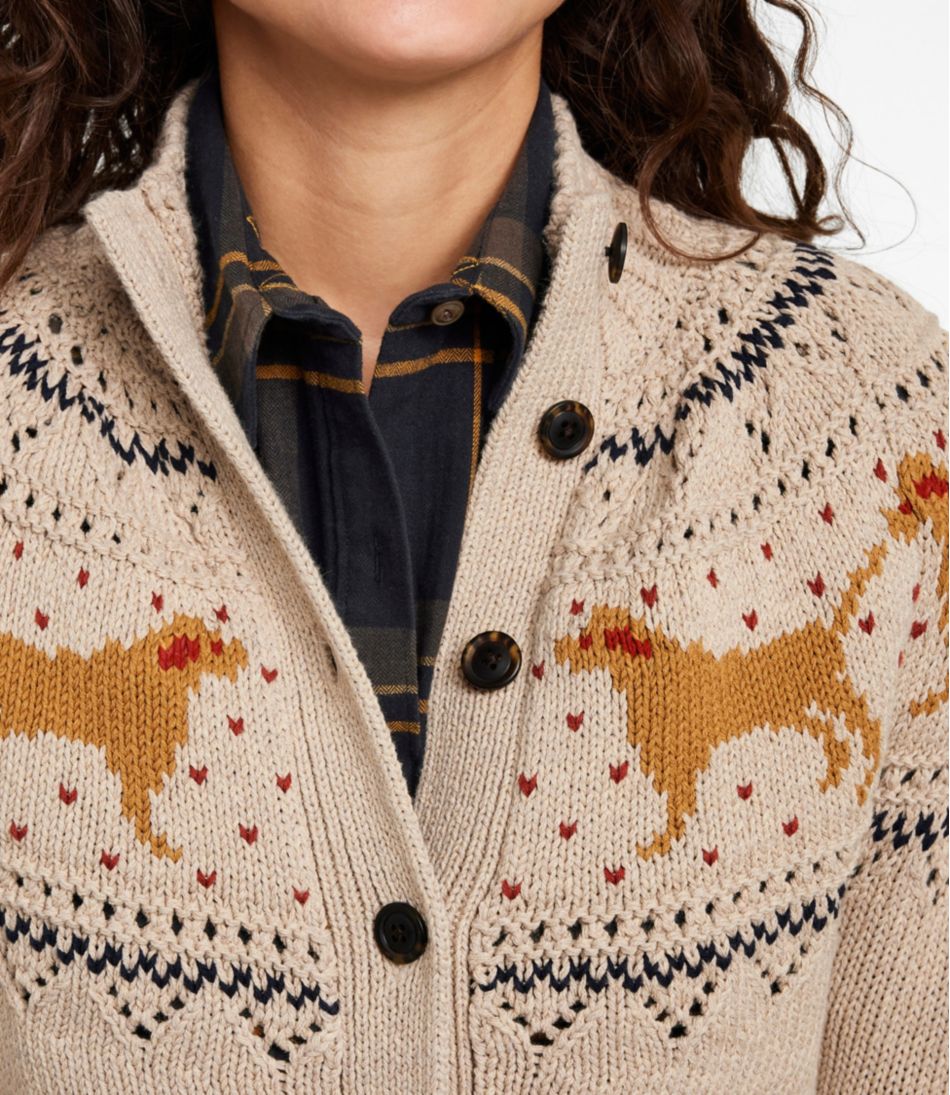L.L.Bean For Sale | Women's Signature Cotton Fisherman Sweater, Short Cardigan Fair Isle
