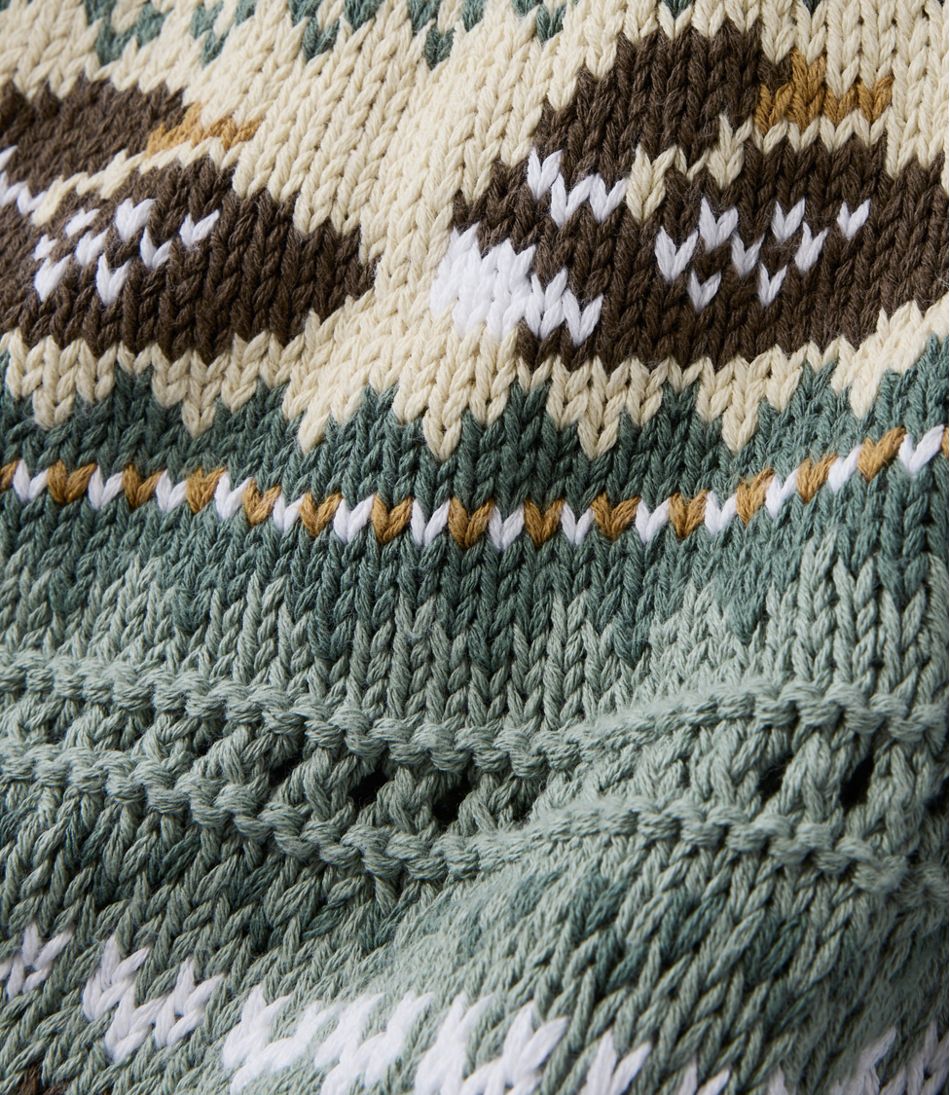 L.L.Bean For Sale | Women's Signature Cotton Fisherman Sweater, Short Cardigan Fair Isle