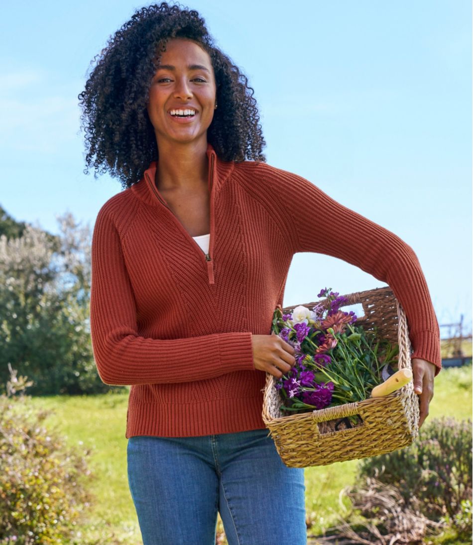 L.L.Bean Online | Women's Mariner Shaker Sweater, Quarter-Zip