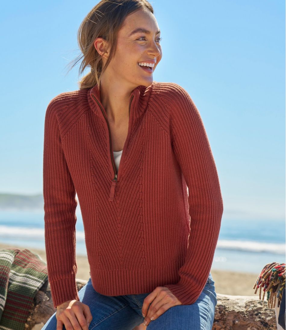 L.L.Bean Online | Women's Mariner Shaker Sweater, Quarter-Zip