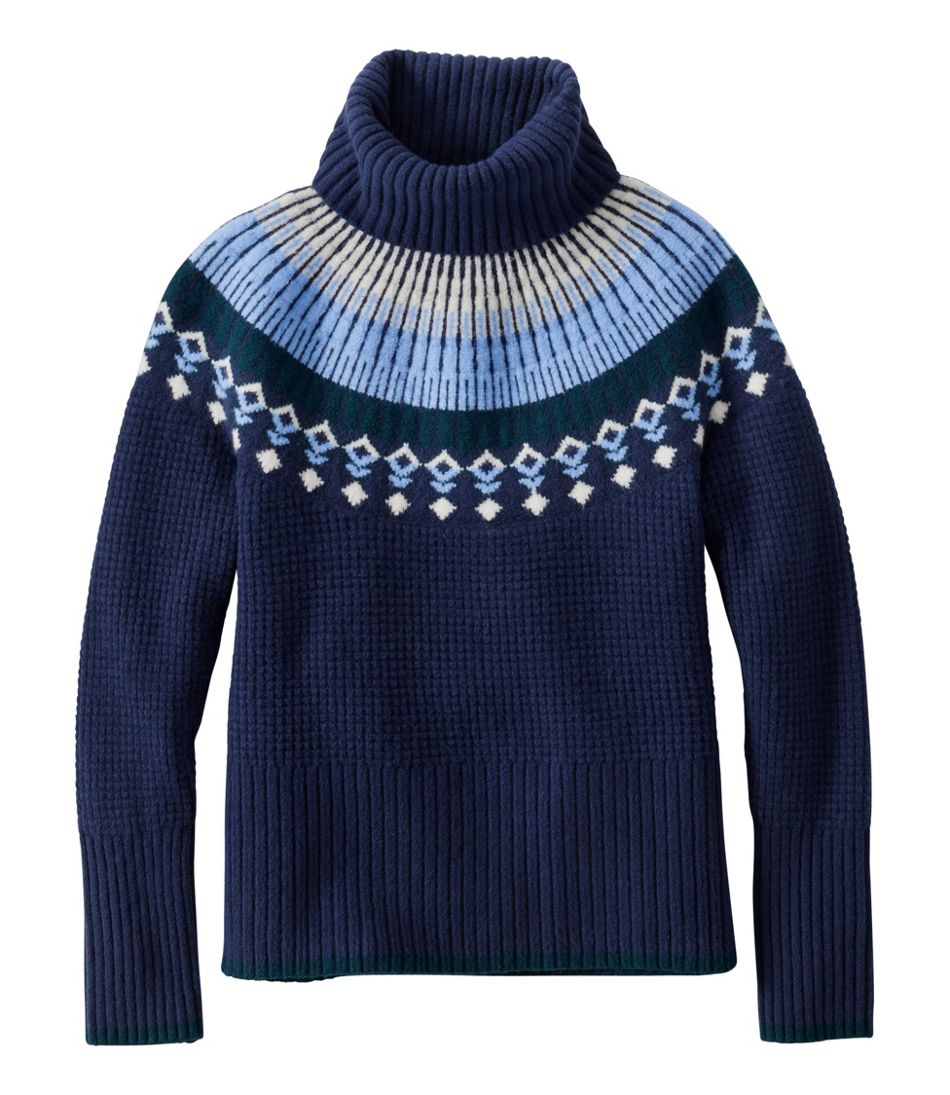 L.L.Bean US | Women's SuperSoft Waffle Sweater, Turtleneck Fair Isle