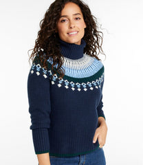 L.L.Bean US | Women's SuperSoft Waffle Sweater, Turtleneck Fair Isle