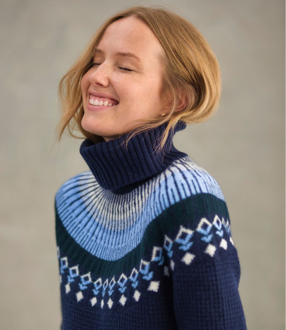 L.L.Bean US | Women's SuperSoft Waffle Sweater, Turtleneck Fair Isle