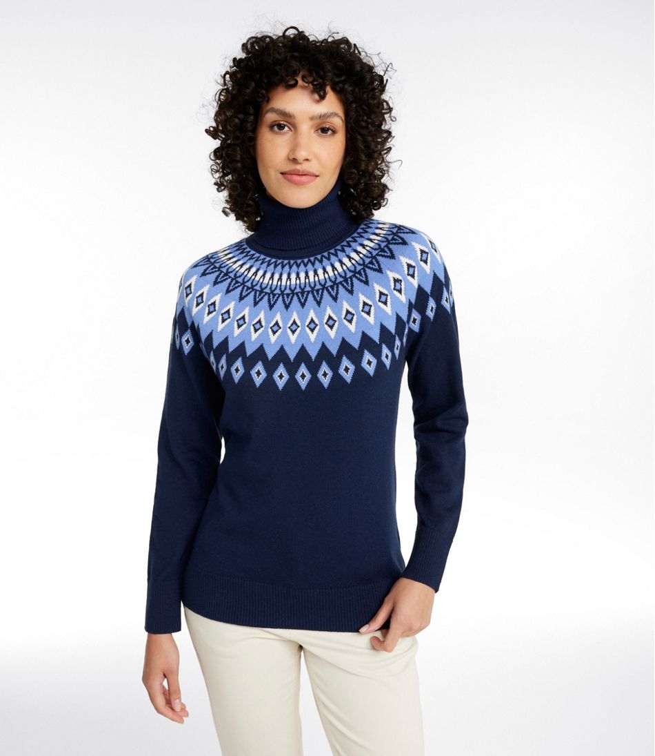 L.L.Bean | Women's Cotton/Cashmere Sweater, Turtleneck Fair Isle