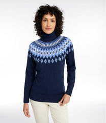 L.L.Bean | Women's Cotton/Cashmere Sweater, Turtleneck Fair Isle