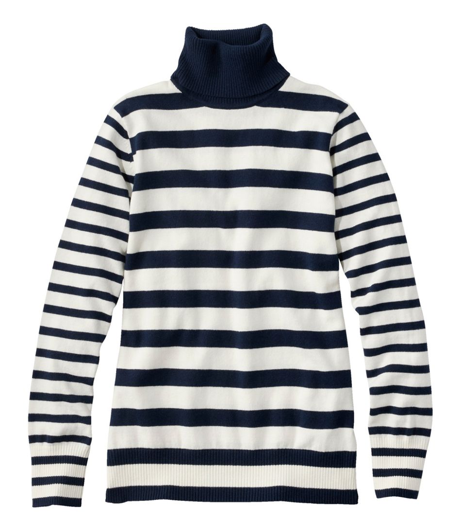 L.L.Bean Discount | Women's Cotton/Cashmere Sweater, Turtleneck Stripe