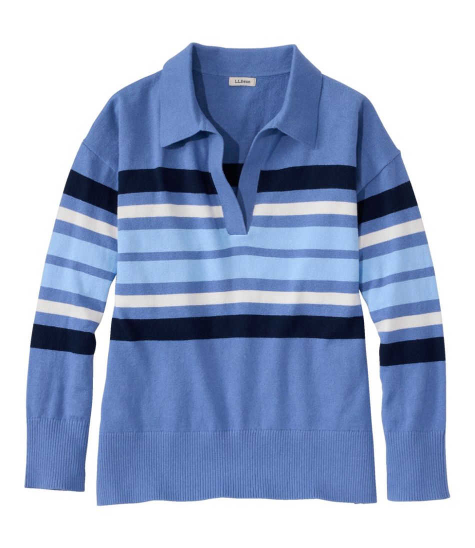 L.L.Bean Outlet | Women's Cotton/Cashmere Sweater, Polo Stripe