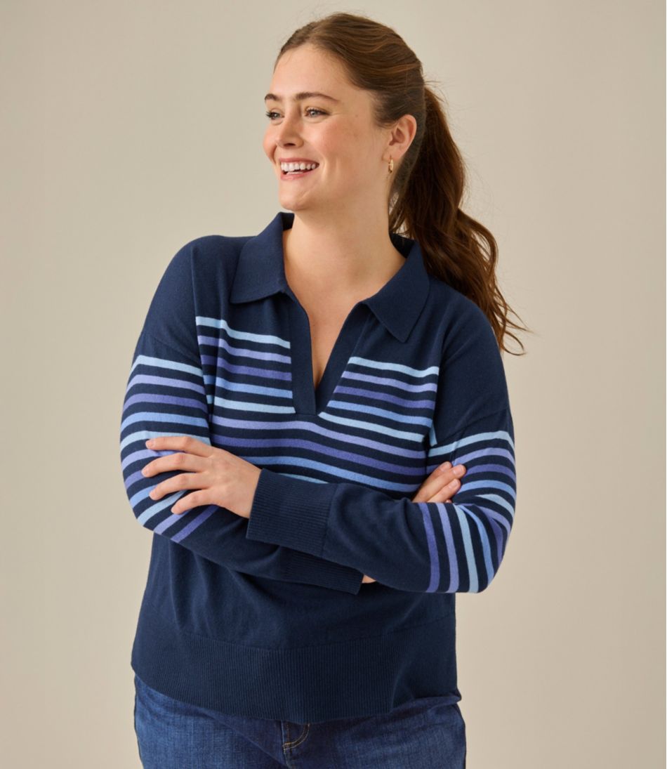 L.L.Bean Outlet | Women's Cotton/Cashmere Sweater, Polo Stripe