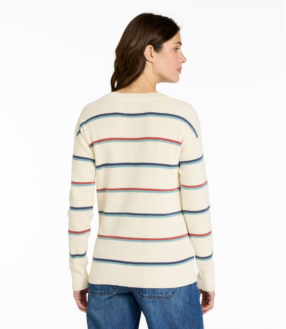 L.L.Bean US | Women's Sunwashed Waffle Sweater, Pullover Stripe