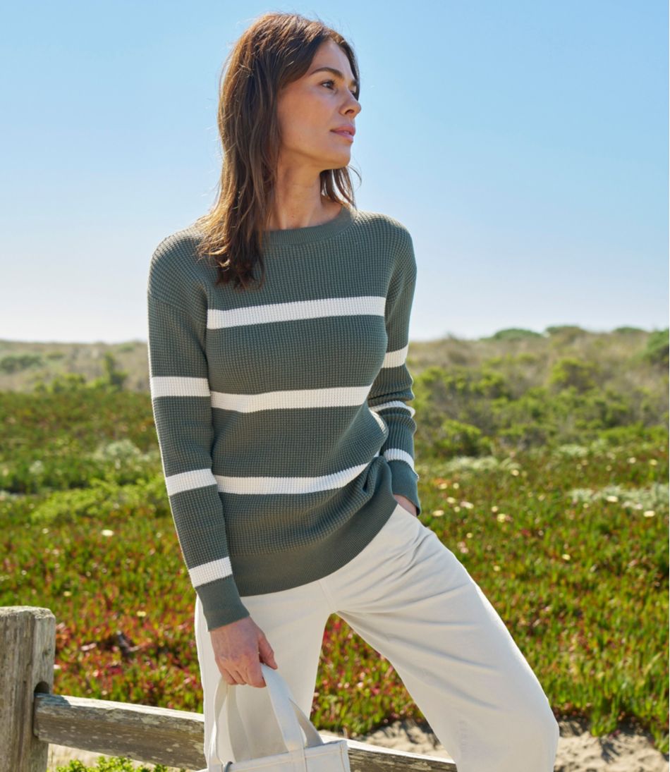 L.L.Bean US | Women's Sunwashed Waffle Sweater, Pullover Stripe