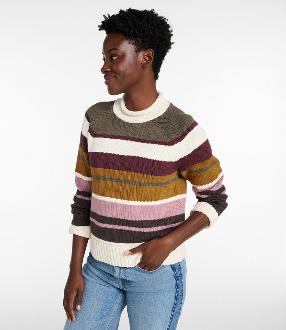 L.L.Bean Discount | Women's Signature Original Cotton Sweater, Rollneck Stripe