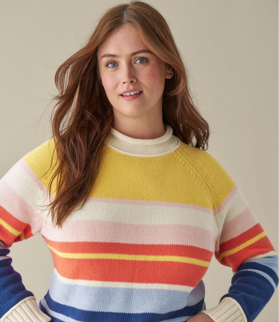 L.L.Bean Discount | Women's Signature Original Cotton Sweater, Rollneck Stripe