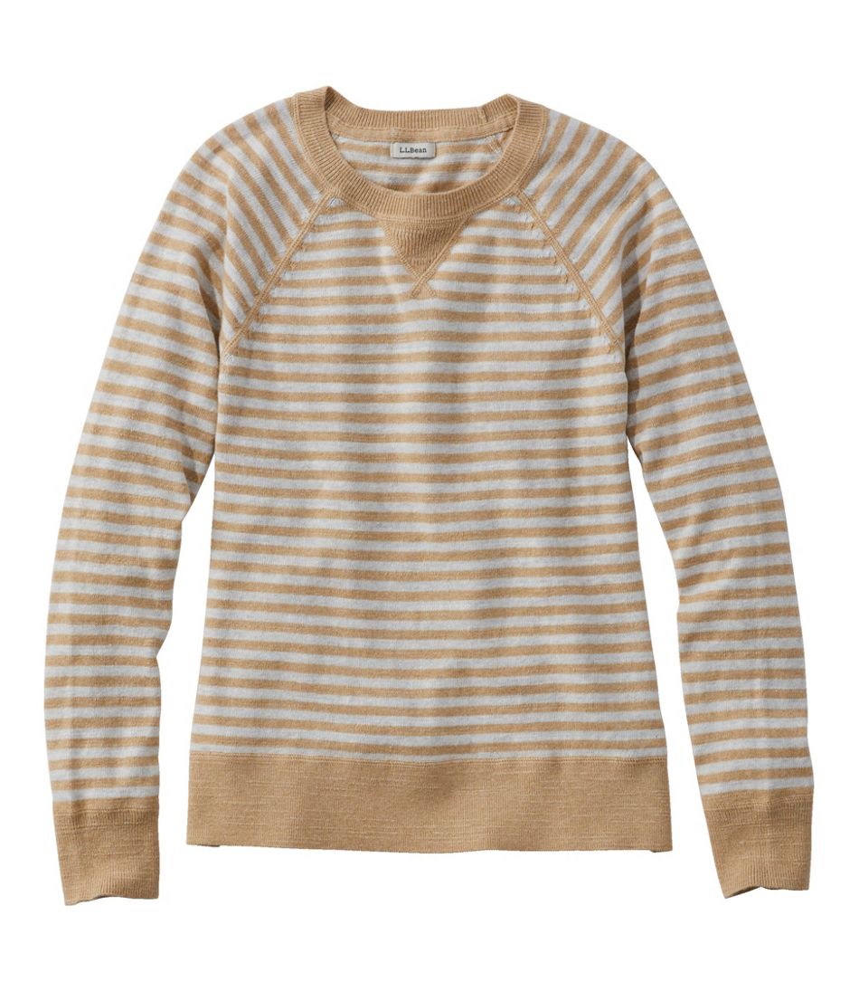 L.L.Bean Outlet | Women's Organic Cotton Slub Sweater, Crewneck Stripe