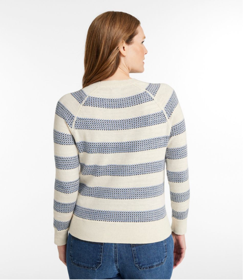 L.L.Bean Outlet | Women's Organic Cotton Slub Sweater, Crewneck Stripe