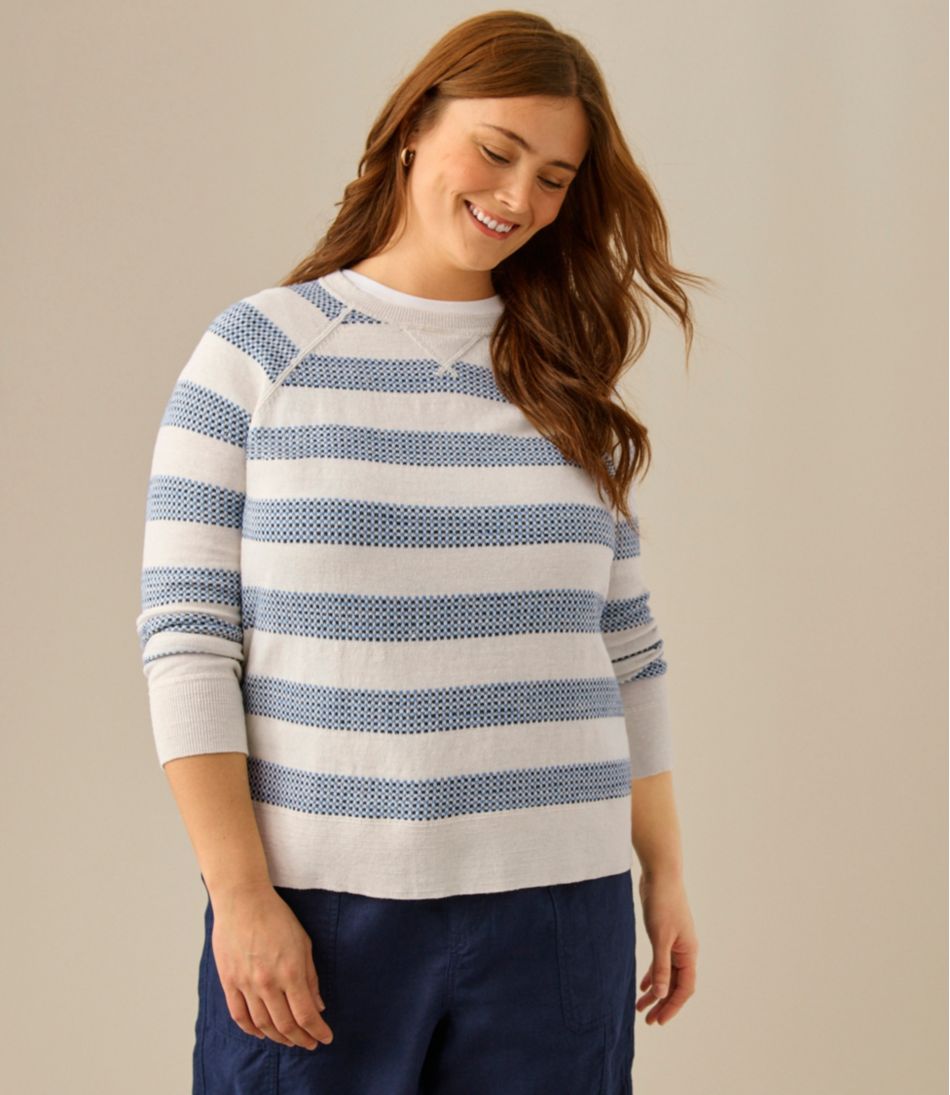L.L.Bean Outlet | Women's Organic Cotton Slub Sweater, Crewneck Stripe