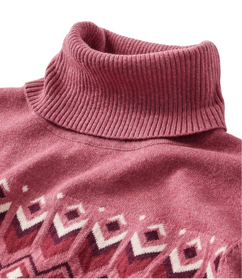 L.L.Bean On Sale | Women's Cotton/Cashmere Sweater, Turtleneck Intarsia