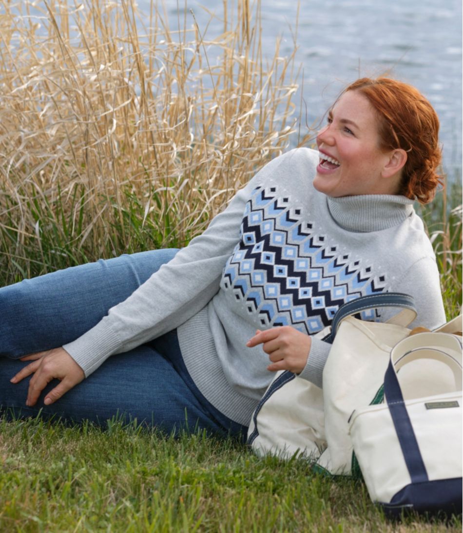 L.L.Bean On Sale | Women's Cotton/Cashmere Sweater, Turtleneck Intarsia