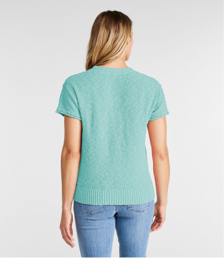 L.L.Bean Outlet | Women's Midweight Cotton Slub Sweater, Henley Short-Sleeve