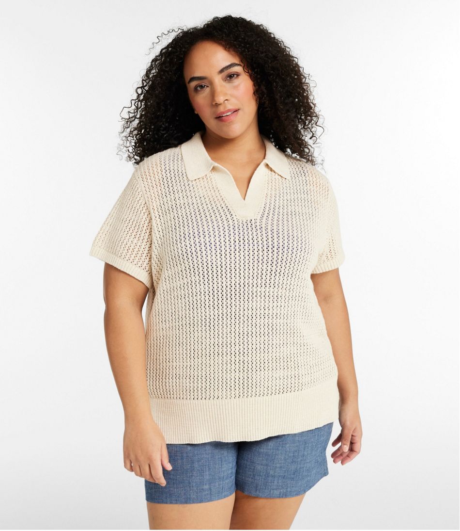 L.L.Bean Sale | Women's Organic Cotton Slub Pointelle Sweater, Polo