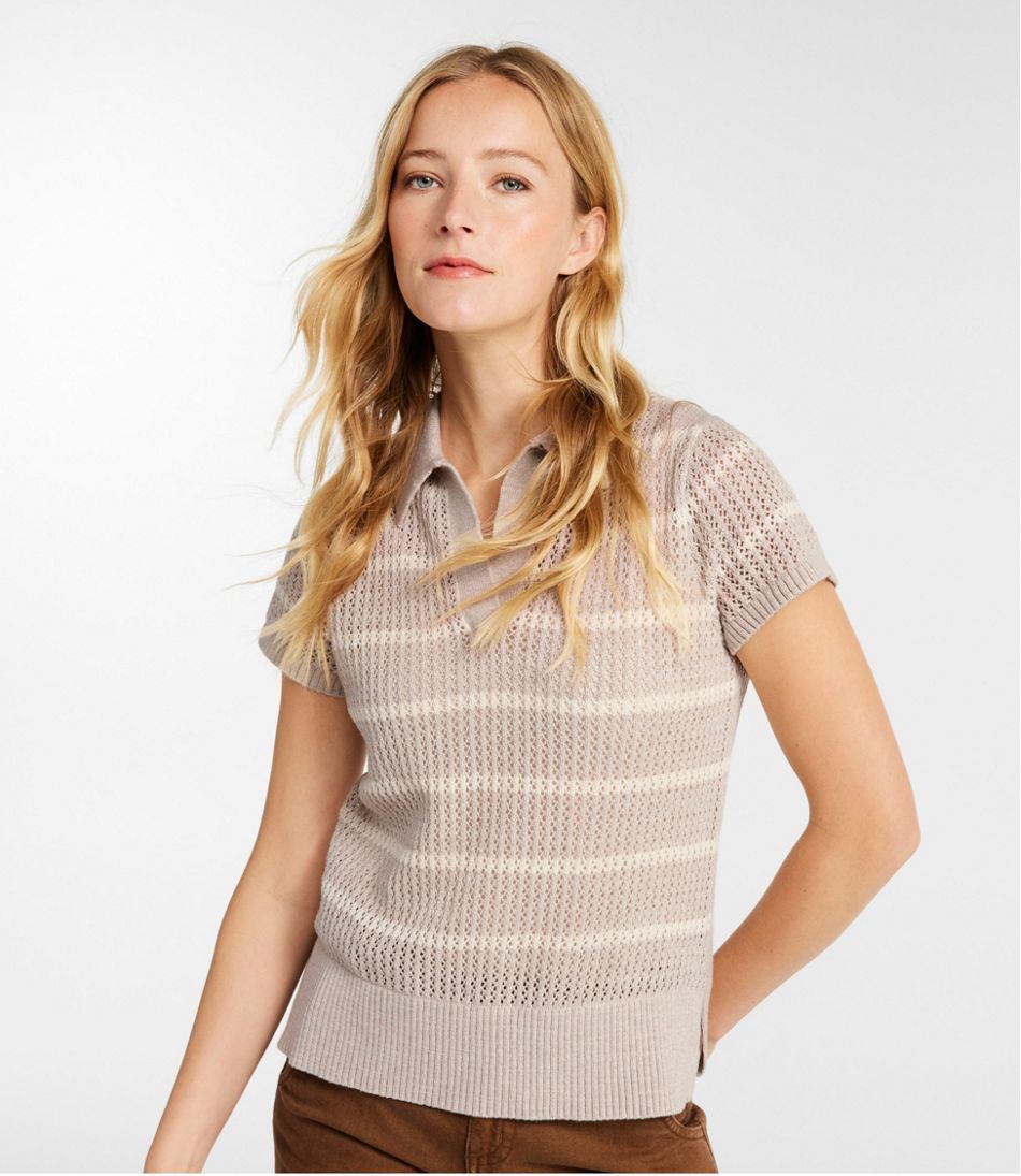 L.L.Bean On Sale | Women's Organic Cotton Slub Pointelle Sweater, Polo