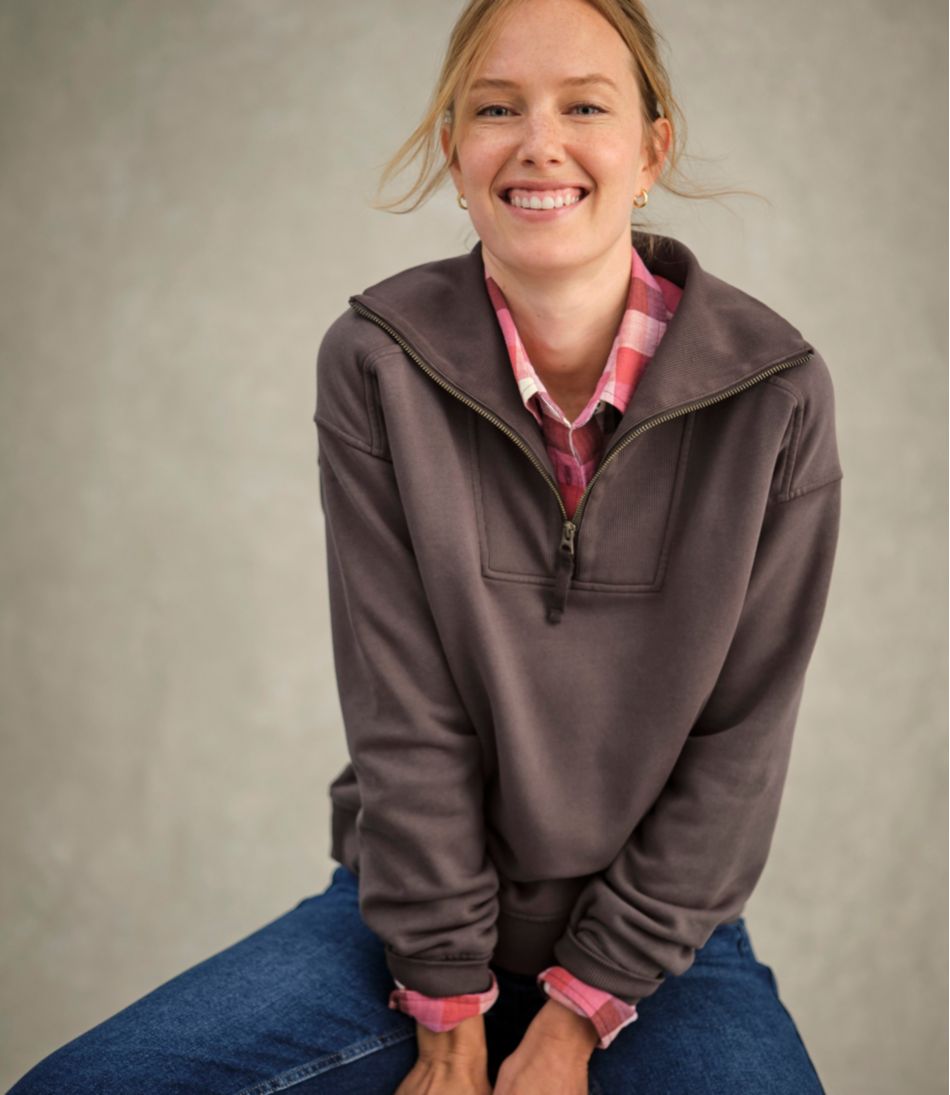 L.L.Bean Discount | Women's Sunwashed Sweats, Quarter-Zip