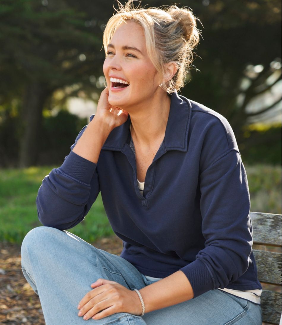 L.L.Bean Online | Women's Sunwashed Sweats, Splitneck Polo