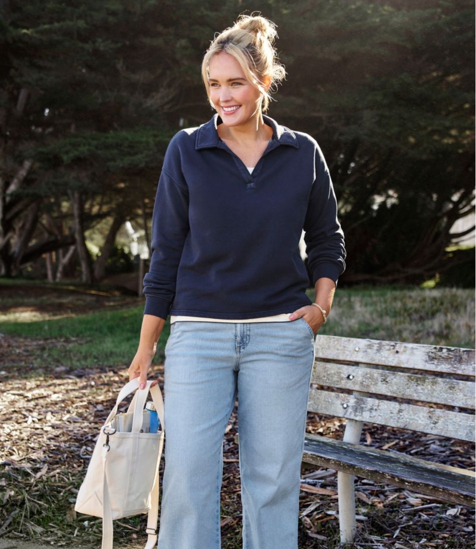 L.L.Bean Online | Women's Sunwashed Sweats, Splitneck Polo