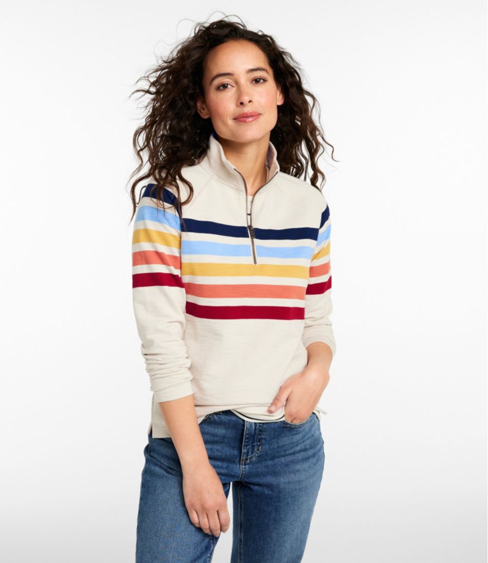 L.L.Bean On Sale | Women's Peaks Island Quarter-Zip Pullover, Stripe