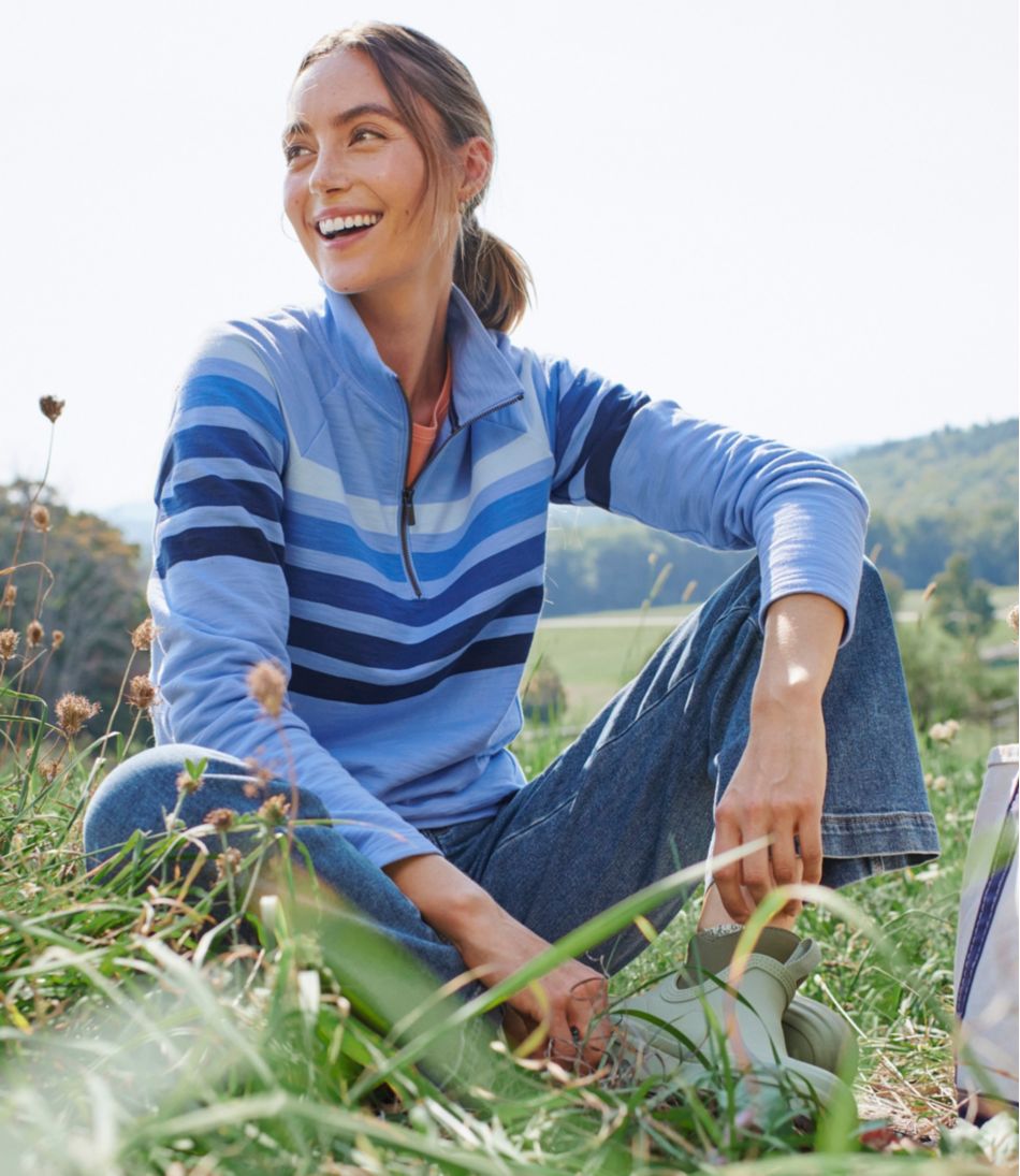 L.L.Bean On Sale | Women's Peaks Island Quarter-Zip Pullover, Stripe