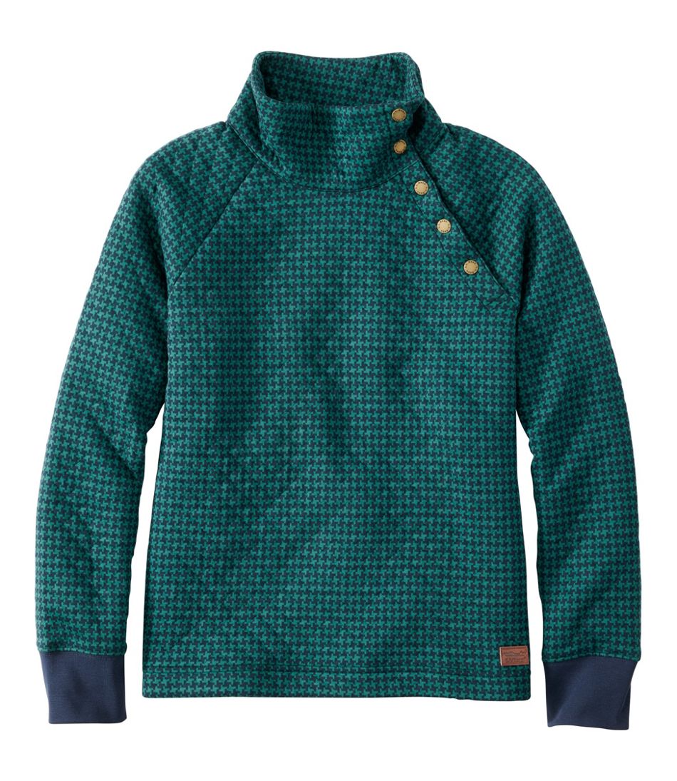 L.L.Bean US | Women's Quilted Sweatshirt, Snapneck Pullover Print