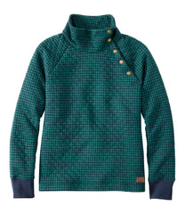 L.L.Bean US | Women's Quilted Sweatshirt, Snapneck Pullover Print
