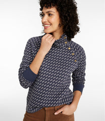 L.L.Bean US | Women's Quilted Sweatshirt, Snapneck Pullover Print