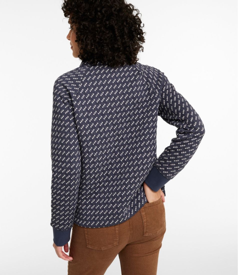 L.L.Bean US | Women's Quilted Sweatshirt, Snapneck Pullover Print