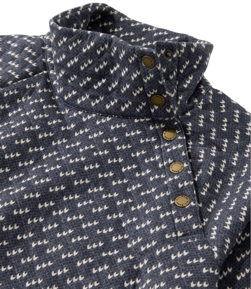 L.L.Bean US | Women's Quilted Sweatshirt, Snapneck Pullover Print