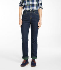 L.L.Bean Discount | Women's True Shape Jeans, High-Rise Straight-Leg Fleece-Lined