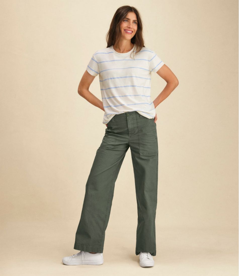 L.L.Bean Outlet | Women's 207 Vintage Cotton Canvas Pants, High-Rise Wide-Leg