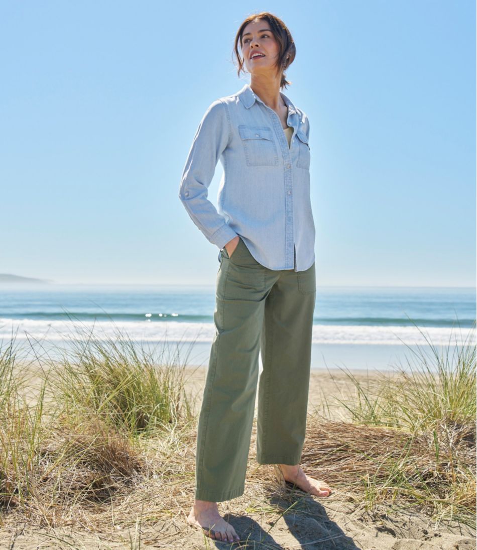 L.L.Bean Outlet | Women's 207 Vintage Cotton Canvas Pants, High-Rise Wide-Leg