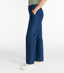 L.L.Bean Outlet | Women's Perfect Fit Pants, Denim Straight-Leg Fleece-Backed
