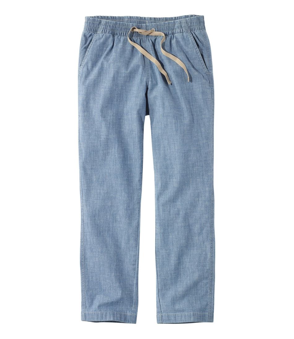 L.L.Bean Sale | Women's Lakewashed Pull-On Chinos, Mid-Rise Chambray Ankle Pants
