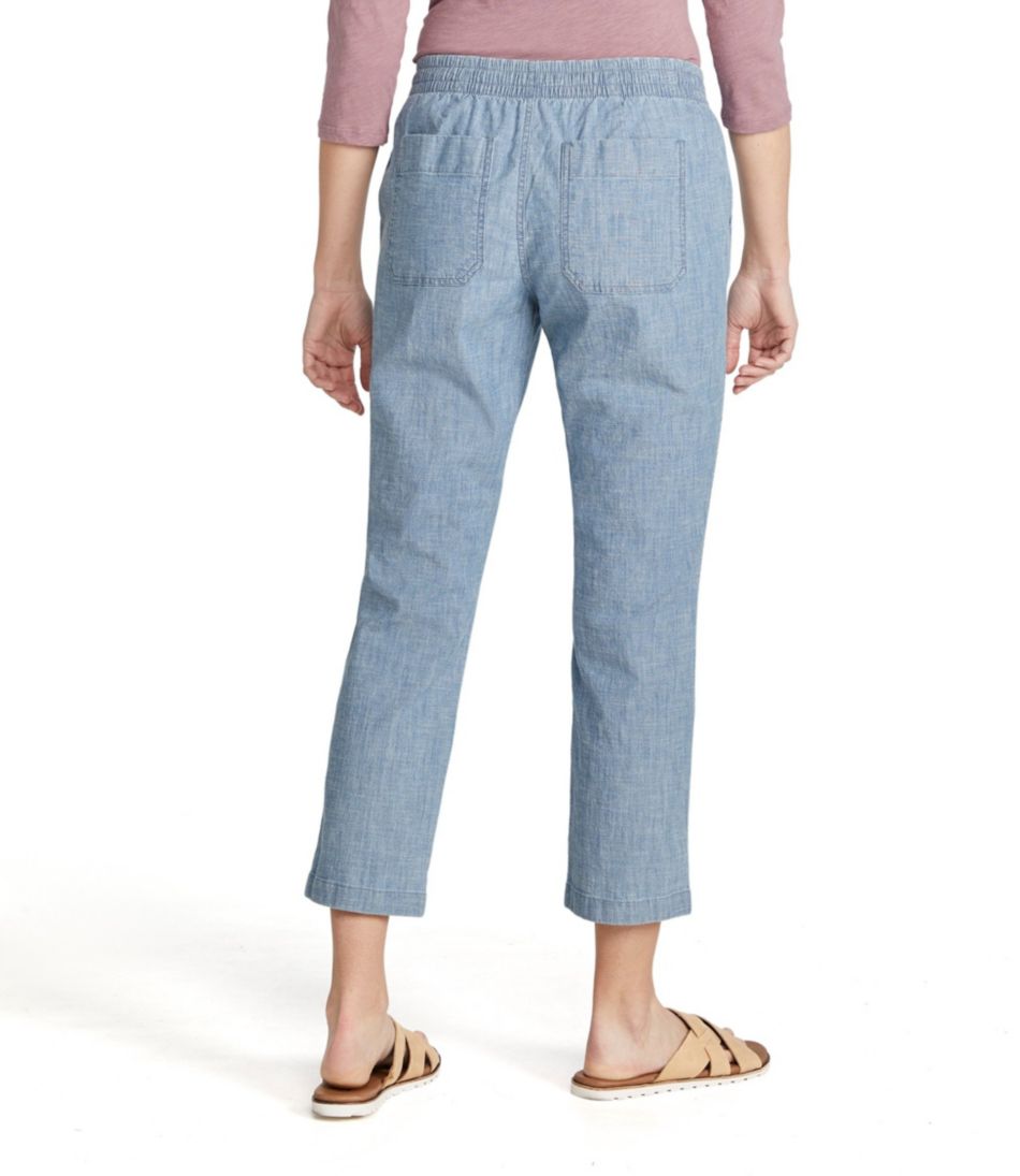 L.L.Bean Sale | Women's Lakewashed Pull-On Chinos, Mid-Rise Chambray Ankle Pants