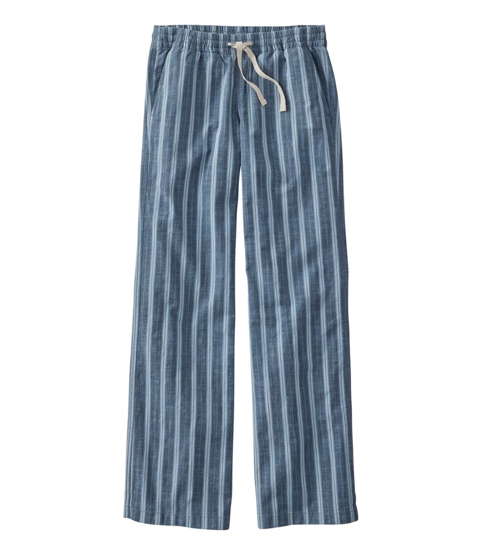 L.L.Bean On Sale | Women's Lakewashed Pull-On Chinos, Mid-Rise Wide-Leg Stripe Chambray